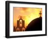 Kimisis Theotokov Church at Sunset, Thira, Santorini, Cyclades Islands, Greece-Walter Bibikow-Framed Photographic Print