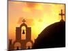 Kimisis Theotokov Church at Sunset, Thira, Santorini, Cyclades Islands, Greece-Walter Bibikow-Mounted Photographic Print