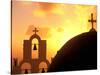 Kimisis Theotokov Church at Sunset, Thira, Santorini, Cyclades Islands, Greece-Walter Bibikow-Stretched Canvas