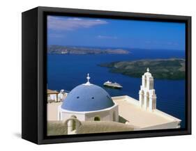 Kimisis Theotokov Church, Thira, Santorini, Cyclades Islands, Greece-Walter Bibikow-Framed Stretched Canvas