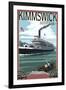 Kimmswick, Missouri - Riverboat-Lantern Press-Framed Art Print