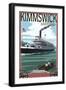 Kimmswick, Missouri - Riverboat-Lantern Press-Framed Art Print