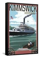 Kimmswick, Missouri - Riverboat-Lantern Press-Framed Stretched Canvas