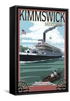 Kimmswick, Missouri - Riverboat-Lantern Press-Framed Stretched Canvas