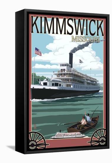 Kimmswick, Missouri - Riverboat-Lantern Press-Framed Stretched Canvas