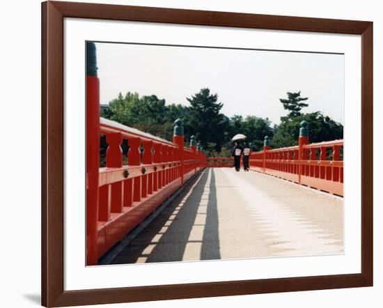 Kimono on the Bridge, Kyoto, Japan-Shin Terada-Framed Photographic Print