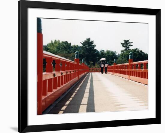 Kimono on the Bridge, Kyoto, Japan-Shin Terada-Framed Photographic Print