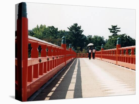Kimono on the Bridge, Kyoto, Japan-Shin Terada-Stretched Canvas