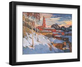 Kind On A Winter City, Oil On A Canvas-balaikin2009-Framed Art Print