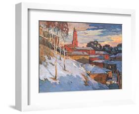 Kind On A Winter City, Oil On A Canvas-balaikin2009-Framed Art Print