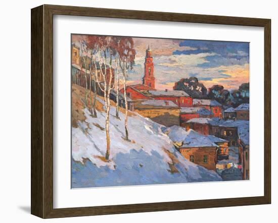 Kind On A Winter City, Oil On A Canvas-balaikin2009-Framed Art Print