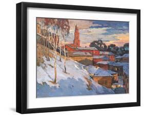 Kind On A Winter City, Oil On A Canvas-balaikin2009-Framed Art Print