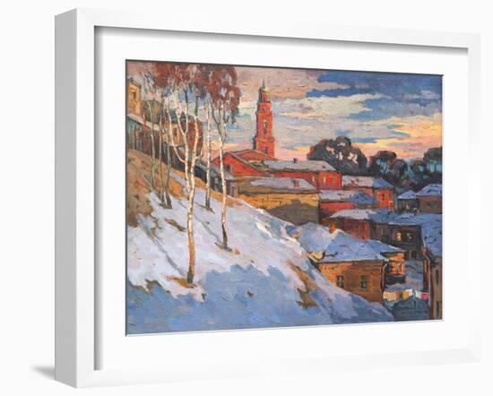 Kind On A Winter City, Oil On A Canvas-balaikin2009-Framed Art Print