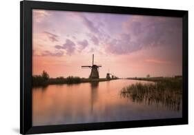 Kinderdijk, Netherlands the Windmills of Kinderdijk Resumed at Sunrise.-ClickAlps-Framed Premium Photographic Print