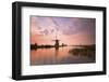 Kinderdijk, Netherlands the Windmills of Kinderdijk Resumed at Sunrise.-ClickAlps-Framed Photographic Print