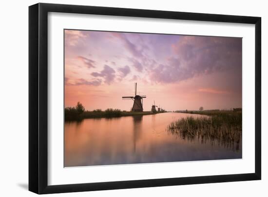 Kinderdijk, Netherlands the Windmills of Kinderdijk Resumed at Sunrise.-ClickAlps-Framed Photographic Print