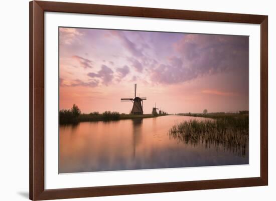 Kinderdijk, Netherlands the Windmills of Kinderdijk Resumed at Sunrise.-ClickAlps-Framed Photographic Print