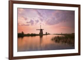 Kinderdijk, Netherlands the Windmills of Kinderdijk Resumed at Sunrise.-ClickAlps-Framed Photographic Print