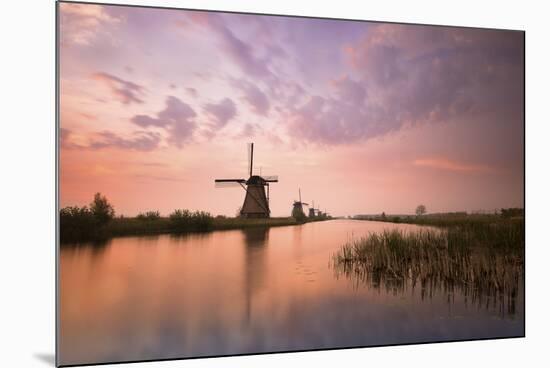 Kinderdijk, Netherlands the Windmills of Kinderdijk Resumed at Sunrise.-ClickAlps-Mounted Photographic Print