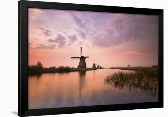 Kinderdijk, Netherlands the Windmills of Kinderdijk Resumed at Sunrise.-ClickAlps-Framed Photographic Print