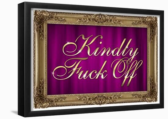 Kindly F*ck Off Purple Faux Frame Art Poster Print-null-Framed Poster