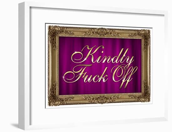 Kindly F*ck Off Purple Faux Frame Art Poster Print-null-Framed Poster