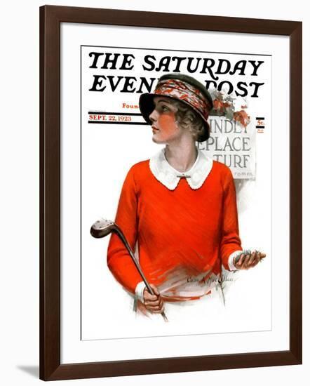 "Kindly Replace Turf," Saturday Evening Post Cover, September 22, 1923-Charles A. MacLellan-Framed Giclee Print