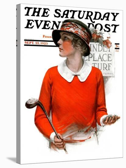 "Kindly Replace Turf," Saturday Evening Post Cover, September 22, 1923-Charles A. MacLellan-Stretched Canvas