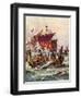 King Alfred's Galleys Attacking the Viking Dragon Ships, 897-Henry Payne-Framed Giclee Print