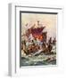 King Alfred's Galleys Attacking the Viking Dragon Ships, 897-Henry Payne-Framed Giclee Print