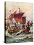 King Alfred's Galleys Attacking the Viking Dragon Ships, 897-Henry Payne-Stretched Canvas