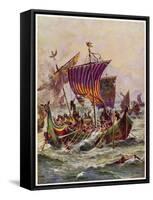 King Alfred's Galleys in Battle with Vikings-null-Framed Stretched Canvas