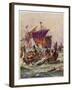 King Alfred's Galleys in Battle with Vikings-null-Framed Art Print