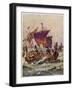 King Alfred's Galleys in Battle with Vikings-null-Framed Art Print