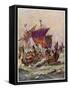 King Alfred's Galleys in Battle with Vikings-null-Framed Stretched Canvas