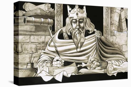 King Alfred Was a Keen Scholar-Richard Hook-Stretched Canvas
