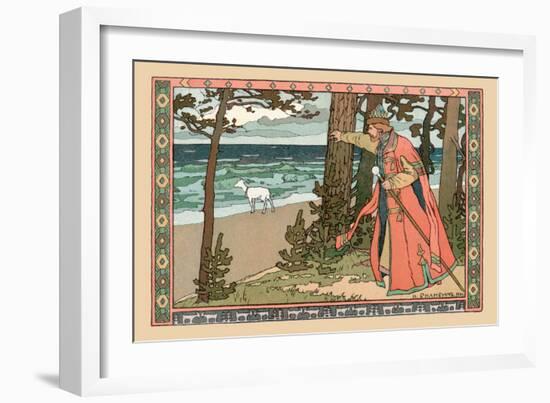 King and Goat-Ivan Bilibin-Framed Art Print