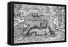 King and His Advisers Riding on the Back of a Sea Monster-null-Framed Stretched Canvas