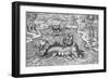 King and His Advisers Riding on the Back of a Sea Monster-null-Framed Giclee Print