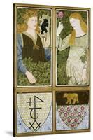 King Arthur and Queen Guinevere, Six Tile Panel Manufactured by Morris, Marshall, Faulkner and Co.-Edward Burne-Jones-Stretched Canvas