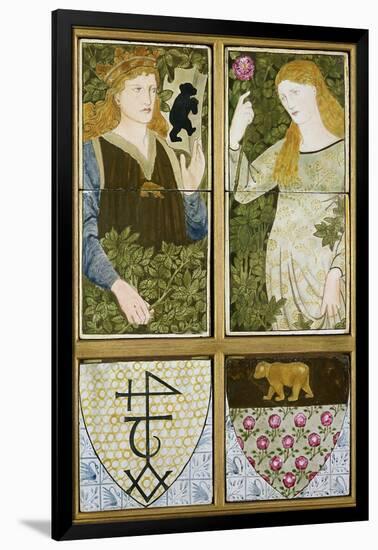 King Arthur and Queen Guinevere, Six Tile Panel Manufactured by Morris, Marshall, Faulkner and Co.-Edward Burne-Jones-Framed Giclee Print