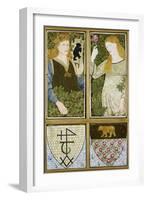 King Arthur and Queen Guinevere, Six Tile Panel Manufactured by Morris, Marshall, Faulkner and Co.-Edward Burne-Jones-Framed Giclee Print