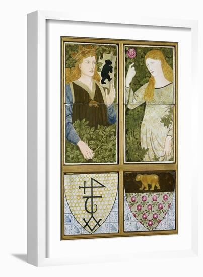 King Arthur and Queen Guinevere, Six Tile Panel Manufactured by Morris, Marshall, Faulkner and Co.-Edward Burne-Jones-Framed Giclee Print