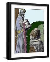 King Arthur (Artus) and the Witch. Illustration by Howard Pyle (1853 - 1911), American Illustrator.-Howard Pyle-Framed Giclee Print