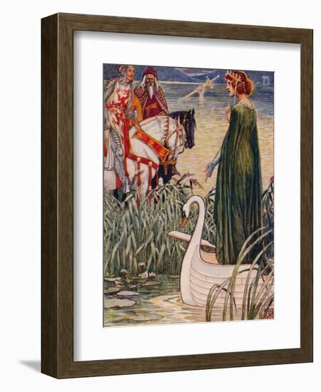 'King Arthur asks the Lady of the Lake for the sword Excalibur', 1911-Walter Crane-Framed Giclee Print