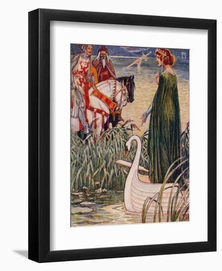 'King Arthur asks the Lady of the Lake for the sword Excalibur', 1911-Walter Crane-Framed Giclee Print