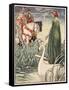 King Arthur asks the Lady of the Lake for the sword Excalibur, from 'Stories of the Knights of the-Walter Crane-Framed Stretched Canvas