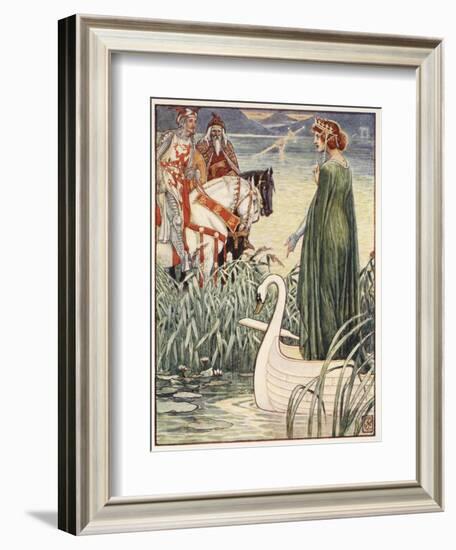 King Arthur asks the Lady of the Lake for the sword Excalibur, from 'Stories of the Knights of the-Walter Crane-Framed Giclee Print