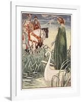 King Arthur asks the Lady of the Lake for the sword Excalibur, from 'Stories of the Knights of the-Walter Crane-Framed Giclee Print