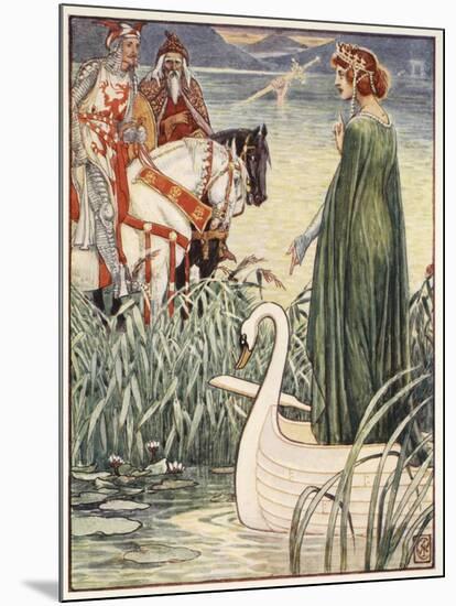 King Arthur asks the Lady of the Lake for the sword Excalibur, from 'Stories of the Knights of the-Walter Crane-Mounted Giclee Print